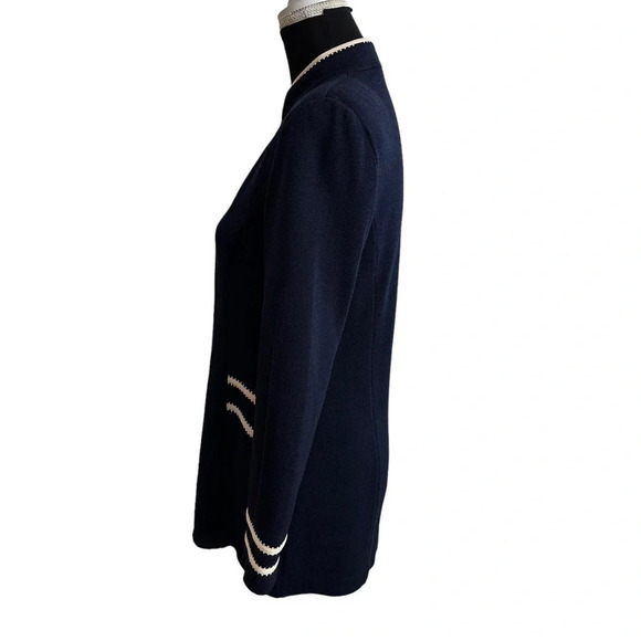 Vintage St John Collection Marie Gray Sz 4 Navy Nautical Zip Up Jacket Santana - Picture 2 of 11